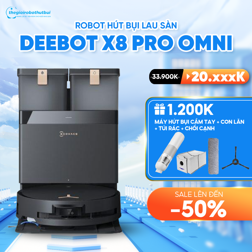 Robot Hút Bụi Lau Nhà Ecovacs Deebot X8 Pro Omni – Bản Quốc Tế – Bảo Hành 24 Tháng