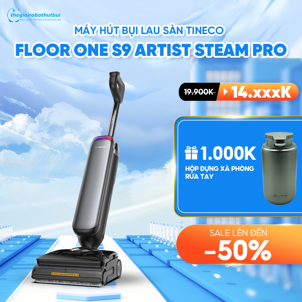 Máy lau nhà Tineco S9 Artist Steam Pro gập nghiêng 180° – Bảo hành chính hãng 24 Tháng
