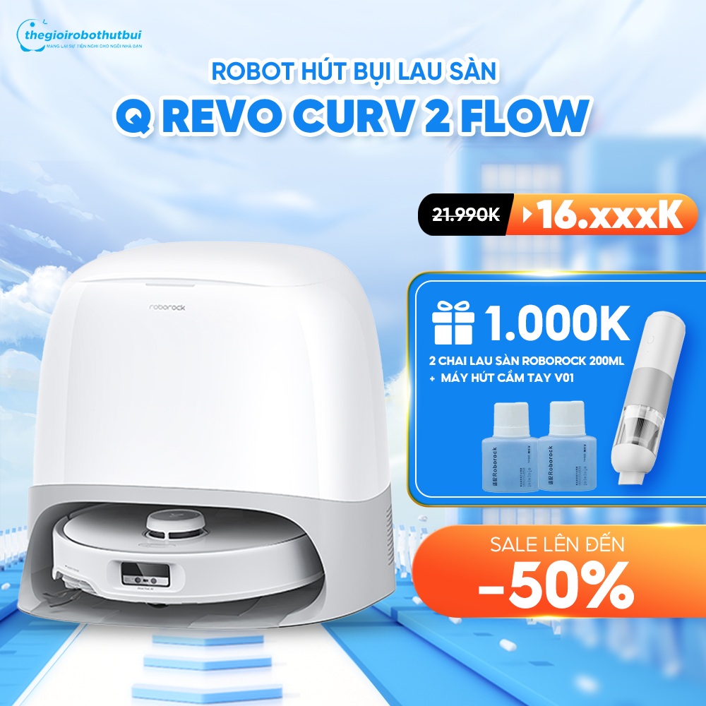 Robot hút bụi Roborock Qrevo Curv 2 Flow – Bảo hành chính hãng 24 Tháng