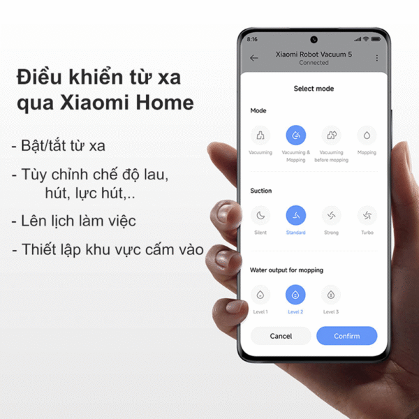 Robot hút bụi lau nhà Xiaomi Vacuum 5 – Bản Quốc Tế – Bảo Hành 12 Tháng