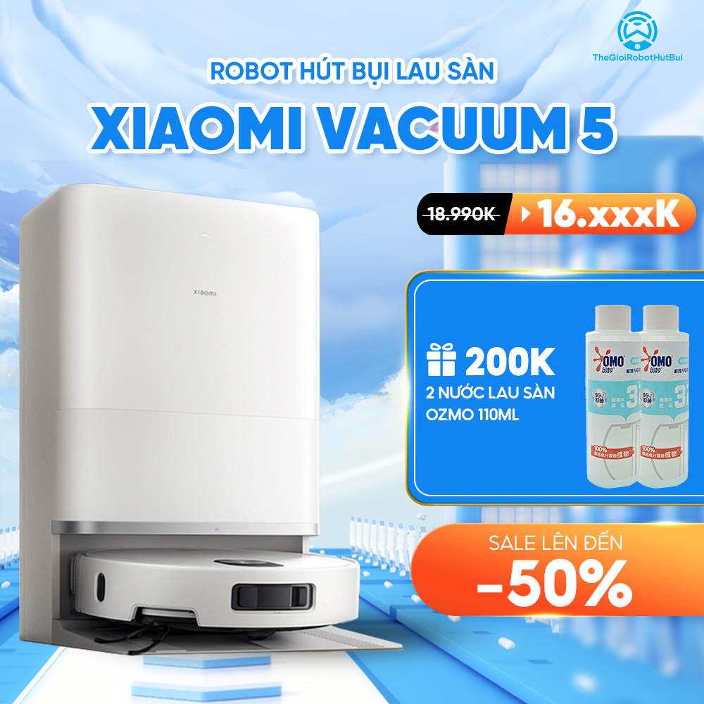 Robot hút bụi lau nhà Xiaomi Vacuum 5 – Bản Quốc Tế – Bảo Hành 12 Tháng