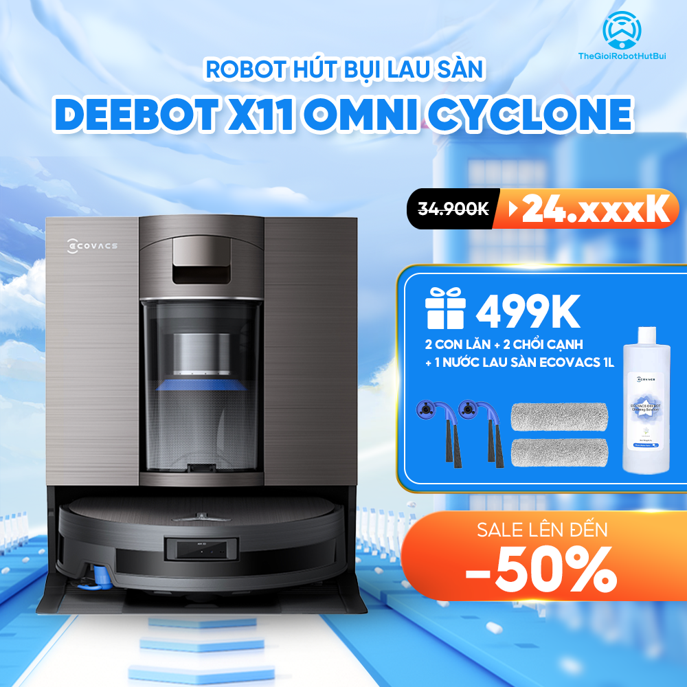 Robot hút bụi Ecovacs Deebot X11 OmniCyclone – Bảo hành chính hãng 24 tháng