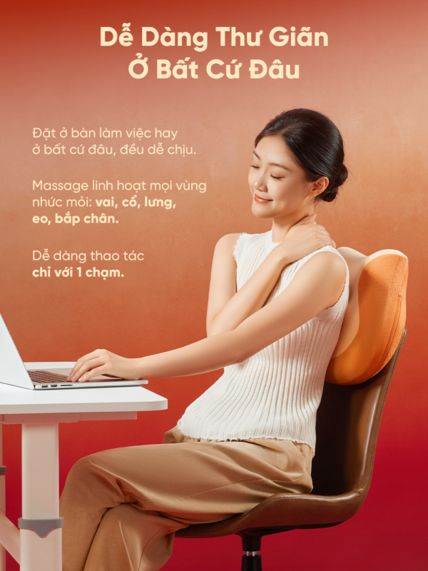 Gối Massage Lưng BREO Back 2F | Kĩ Thuật Massage Như Tay Người – Cao Su Non Êm Ái – Vỏ Tháo Rời | Bảo hành 12 Tháng