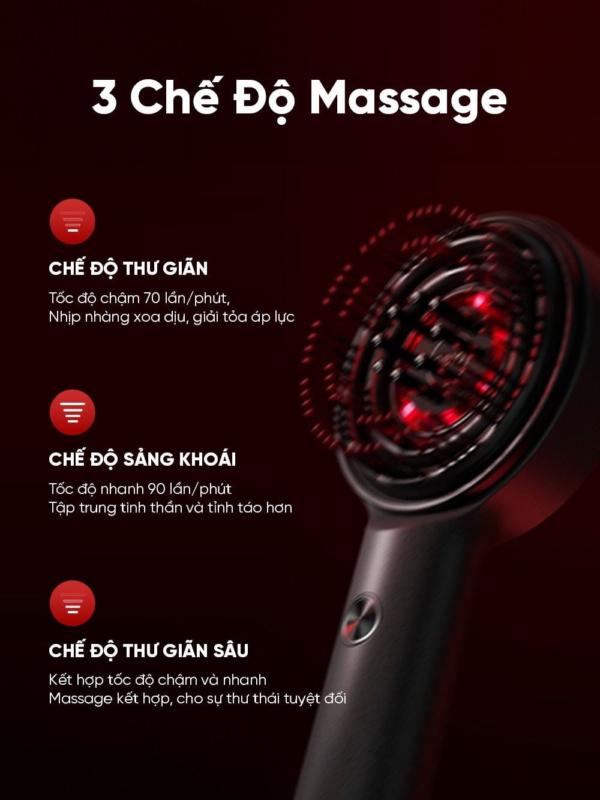 Lược Điện Massage Da Đầu Breo Scalp 3 | Hỗ Trợ Mọc Tóc – Khoang Chứa Serum – Ánh Sáng Đỏ | Bảo hành 12 Tháng