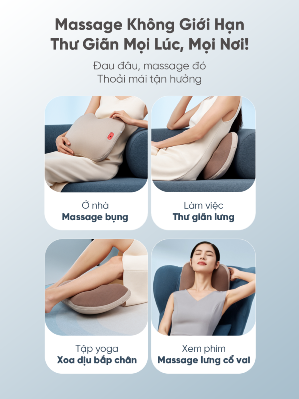 Gối Massage Lưng BREO Back 2 | Xoa Bóp Chườm Nóng – Có Dây Cài Cố Định – Sử Dụng Không Dây | Bảo hành 12 Tháng