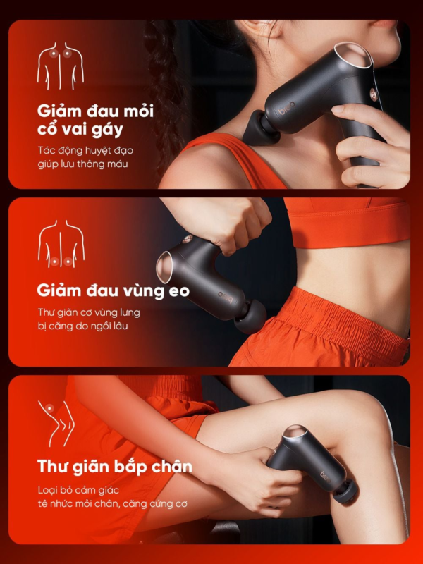 Máy Massage Cầm Tay Breo Lucky 7 | Đầu Silicon Giảm Đau Mỏi Cơ – Kết Hợp Đầu Làm Nóng – Nhỏ Gọn | Bảo hành 12 Tháng