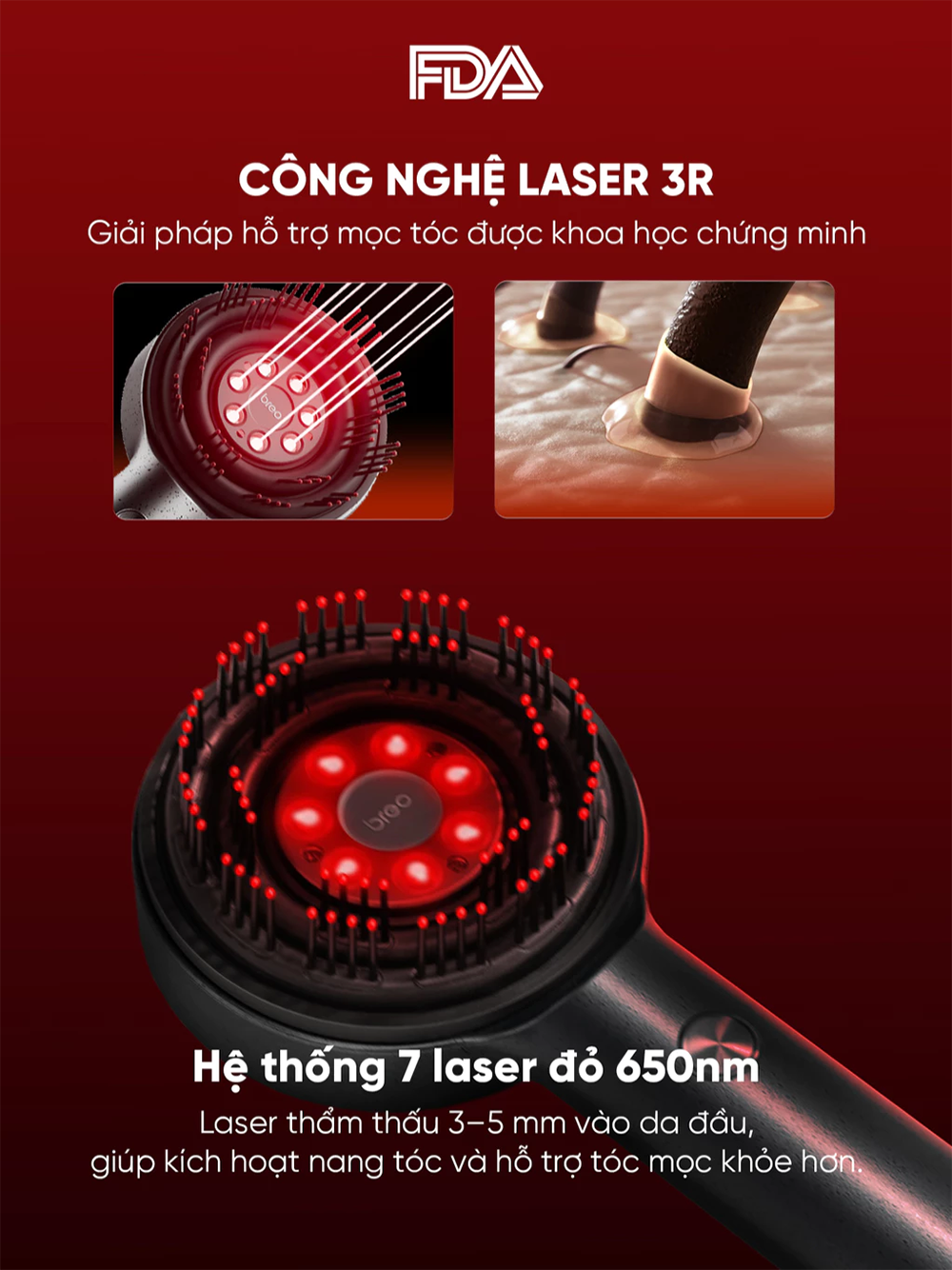 Lược Điện Massage Da Đầu BREO Scalp 3L | Ánh Sáng Laser 3R - Phát Triển Nang Tóc | Bảo hành 12 Tháng 56 Breo Scalp 3L 3