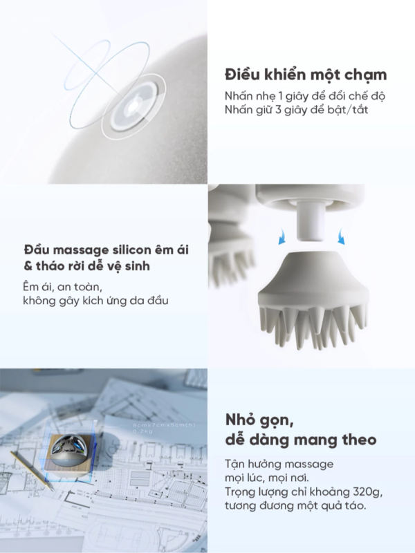 Máy Massage Da Đầu BREO Scalp Mini Pro | Ánh Sáng Hồng Ngoại Kích Thích Mọc Tóc – Chống Nước | Bảo hành 12 Tháng