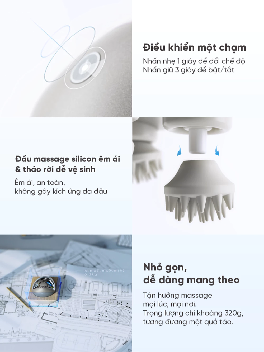 Máy Massage Da Đầu BREO Scalp Mini Pro | Ánh Sáng Hồng Ngoại Kích Thích Mọc Tóc - Chống Nước | Bảo hành 12 Tháng 48 Breo Scalp Mini Pro 7
