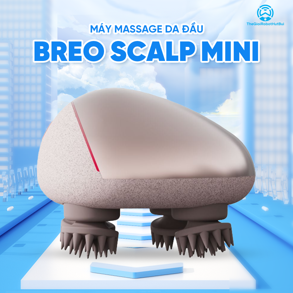 Máy Massage Da Đầu BREO Scalp Mini | Đầu Silicon Lưu Thông Khí Huyết – Kích Thích Mọc Tóc – Chống Nước | Bảo hành 12 Tháng