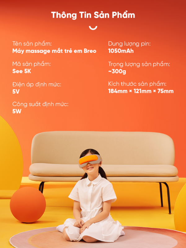 Máy Massage Mắt Trẻ Em BREO See 5K | Bảo Vệ Thị Lực – Ấn Huyệt Sưởi Ấm Thư Giãn – Giảm Nhức Mỏi Mắt  | Bảo hành 12 Tháng
