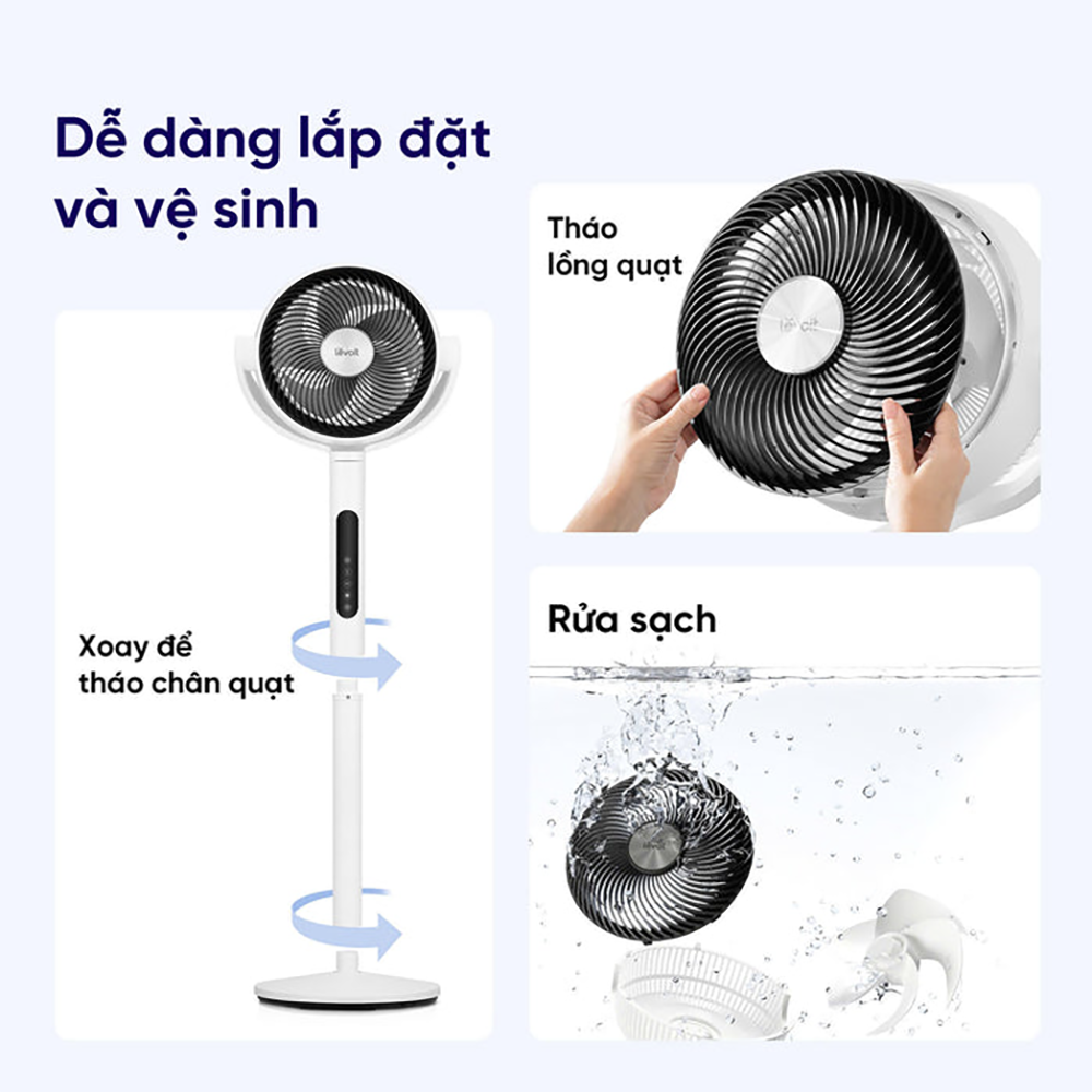 Quạt Tuần Hoàn Không Khí Levoit CirculAir 22.9cm | Cảm biến nhiệt độ- 12 cấp gió - Mát đến 30m - Xoay đa hướng | Bảo hành 24 Tháng 49 Levoit CirculAir 1 1