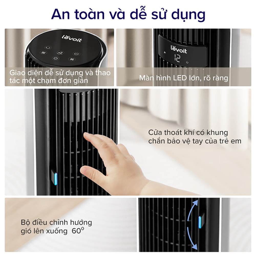 Quạt Tháp Điều Hòa Thông Minh Levoit Classic 42 inches | Cảm biến nhiệt độ | Bảo hành 24 Tháng 63 Levoit Classic 42 8