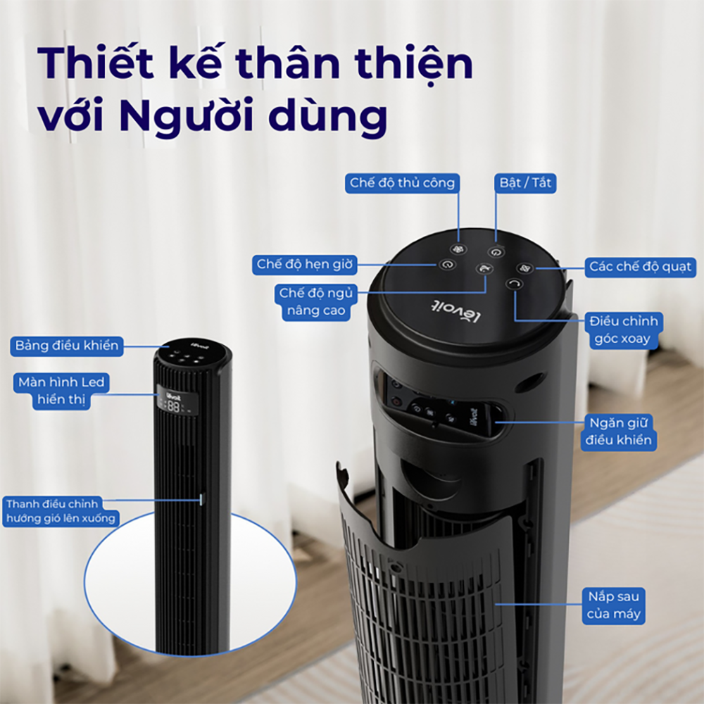 Quạt Tháp Điều Hòa Levoit Smart Wifi 42 inches | Kết nối app - Cảm biến nhiệt độ - 12 cấp gió | Bảo hành 24 Tháng 62 Levoit Smart Wifi 42 8