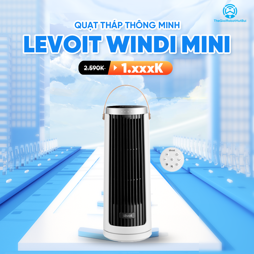 Quạt Tháp Thông Minh Levoit Windi Mini | Điều khiển từ xa – 5 tốc độ gió – Tiết kiệm điện – Bảo hành 24 Tháng