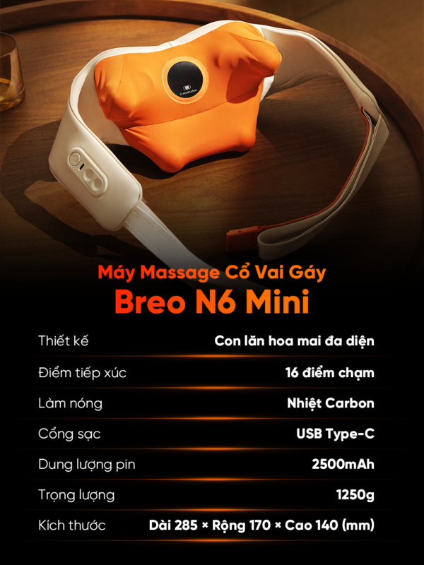 Máy Massage Cổ Vai Gáy BREO N6 Mini | Kỹ Thuật Y Học Cổ Truyền – Massage Như Tay Người | Bảo hành 12 Tháng