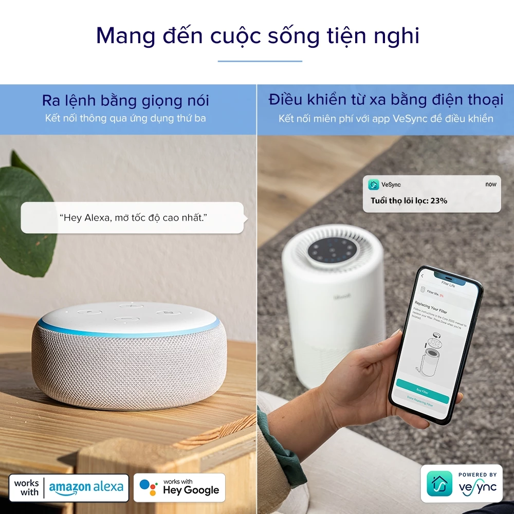 Máy Lọc Không Khí Levoit Core 200S - Lõi HEPA 3 lớp lọc bụi mịn - Hẹn giờ - Kết nối app - Đèn ngủ | Bảo hành 24 Tháng 53 Core 200S 8