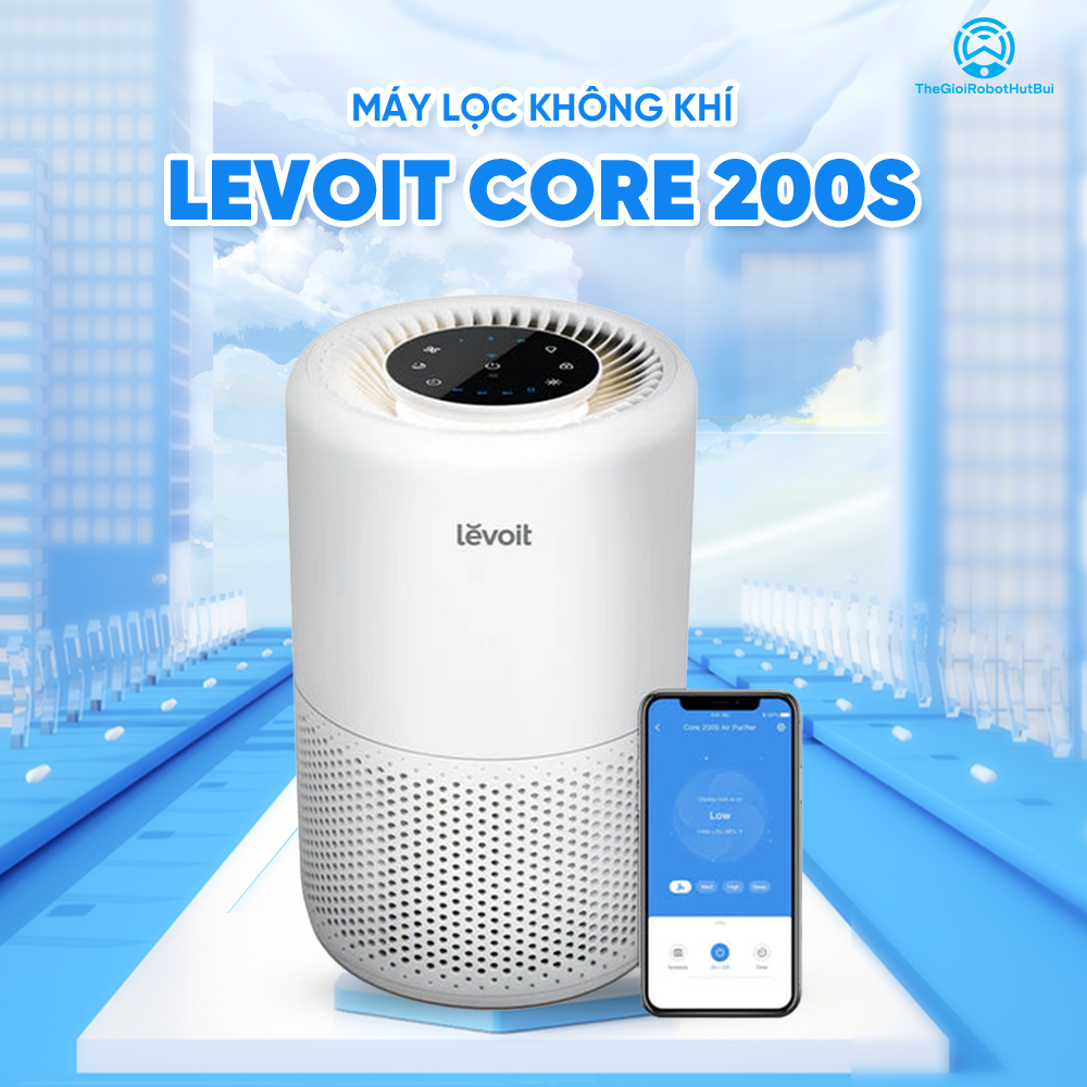 Máy Lọc Không Khí Levoit Core 200S – Lõi HEPA 3 lớp lọc bụi mịn – Hẹn giờ – Kết nối app – Đèn ngủ | Bảo hành 24 Tháng
