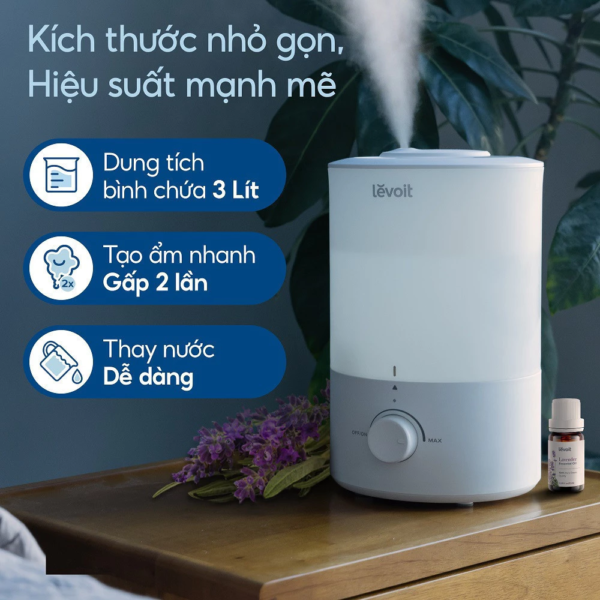 Máy Phun Sương Tạo Ẩm và Xông Tinh Dầu 2 trong 1 Levoit Dual 150 Ultrasonic | Công nghệ siêu âm – 4 cấp độ – Đèn ngủ –  Bảo hành 24 Tháng