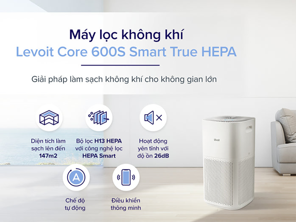 Máy Lọc Không Khí Levoit Core 600S - Lọc bụi mịn - Đèn cảm biến chất lượng không khí - Hẹn giờ | Bảo hành 24 Tháng 58 Levoit Core 600S 1